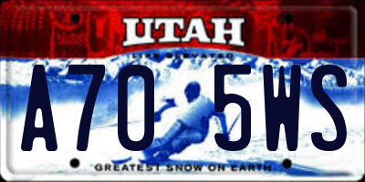 UT license plate A705WS