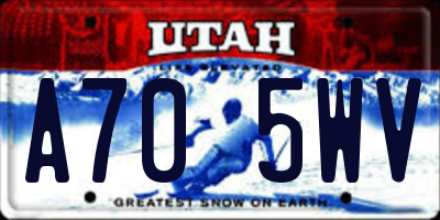 UT license plate A705WV