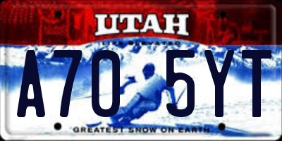 UT license plate A705YT