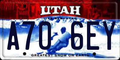 UT license plate A706EY