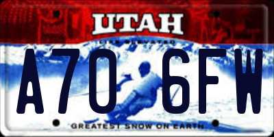 UT license plate A706FW