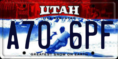 UT license plate A706PF
