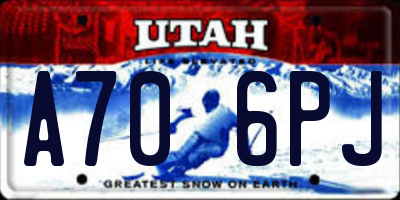 UT license plate A706PJ