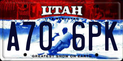UT license plate A706PK