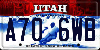 UT license plate A706WB