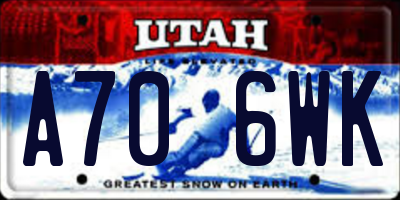 UT license plate A706WK