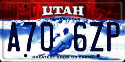 UT license plate A706ZP