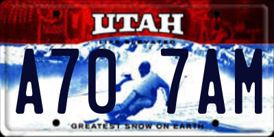 UT license plate A707AM