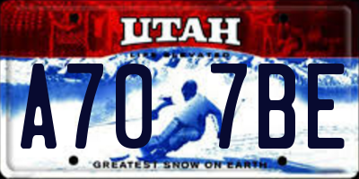 UT license plate A707BE