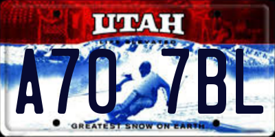 UT license plate A707BL
