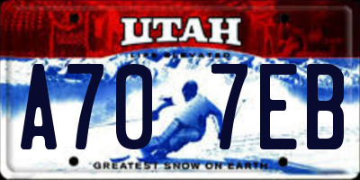 UT license plate A707EB