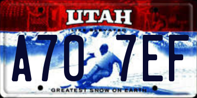 UT license plate A707EF
