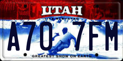UT license plate A707FM