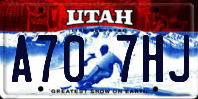 UT license plate A707HJ