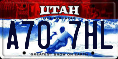 UT license plate A707HL