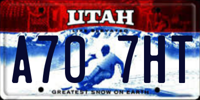UT license plate A707HT