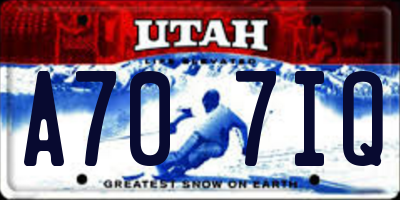 UT license plate A707IQ