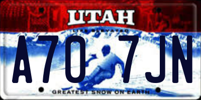 UT license plate A707JN