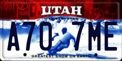 UT license plate A707ME