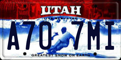 UT license plate A707MI