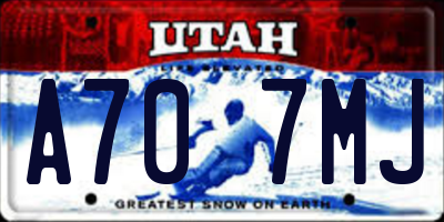 UT license plate A707MJ