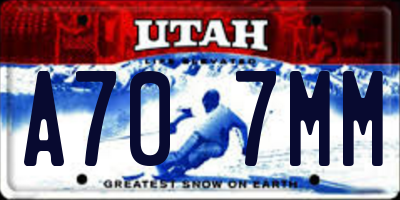 UT license plate A707MM
