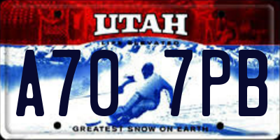 UT license plate A707PB