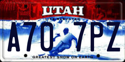 UT license plate A707PZ