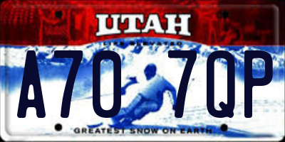UT license plate A707QP