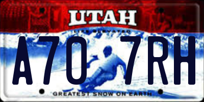 UT license plate A707RH
