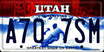 UT license plate A707SM