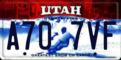 UT license plate A707VF