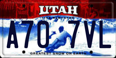 UT license plate A707VL