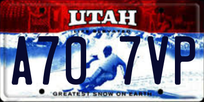 UT license plate A707VP