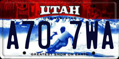 UT license plate A707WA