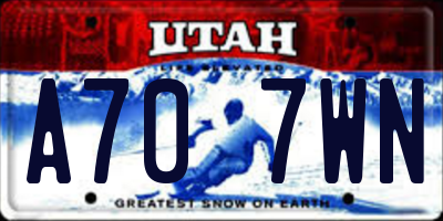 UT license plate A707WN