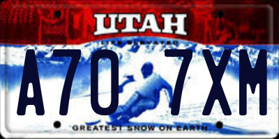 UT license plate A707XM