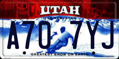 UT license plate A707YJ
