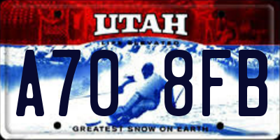 UT license plate A708FB