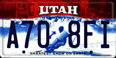 UT license plate A708FI