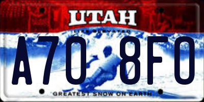 UT license plate A708FO