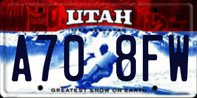 UT license plate A708FW