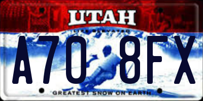 UT license plate A708FX