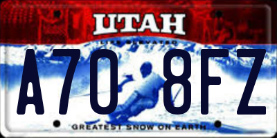 UT license plate A708FZ