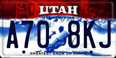 UT license plate A708KJ