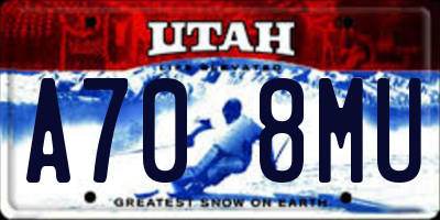 UT license plate A708MU