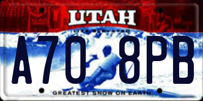 UT license plate A708PB