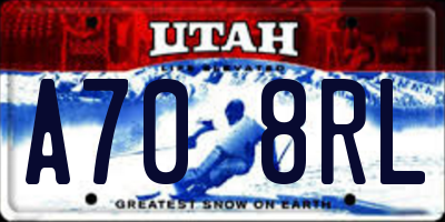 UT license plate A708RL
