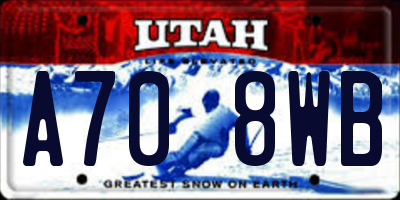 UT license plate A708WB