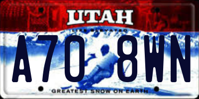 UT license plate A708WN